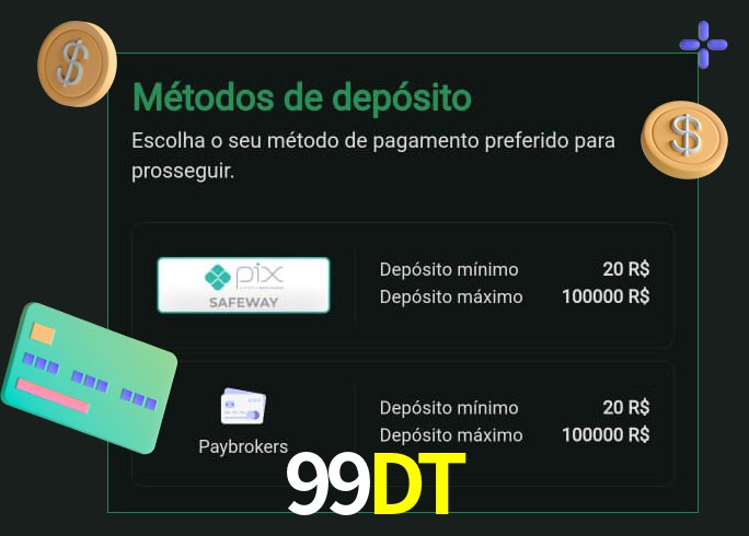 O cassino 99DT oferece uma grande variedade de métodos de pagamento